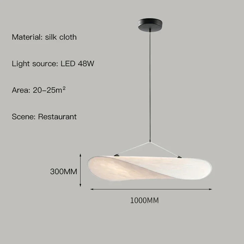 Suspension Wabi Sabi nordique en soie naturelle LED blanc modulable