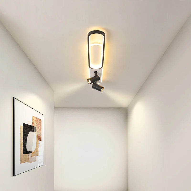 Plafonnier LED moderne avec projecteur or pour chambre et bureau