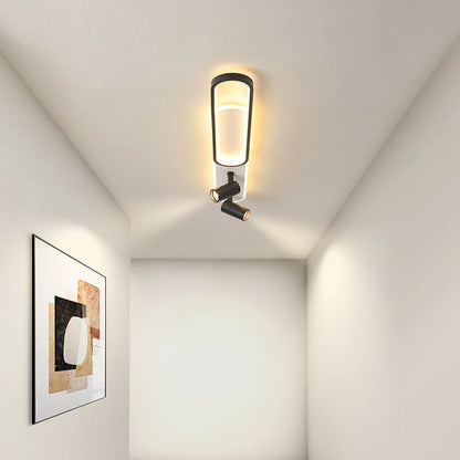 Plafonnier LED moderne avec projecteur or pour chambre et bureau