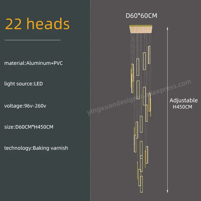 Suspension LED Minimaliste en Aluminium, Luminaire Moderne pour Hall et Escalier