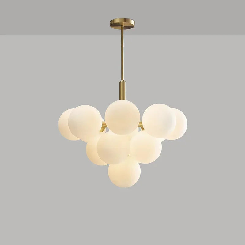 Suspension LED en verre dépoli au design moderne, lumière blanche chaude, luminaire plafond élégant