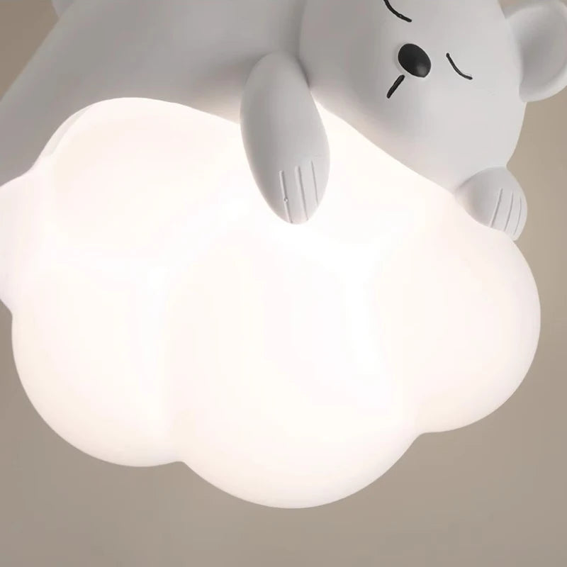 Applique Murale Enfant Ours Lapin Nuage en Résine Lumière Chaude Crème