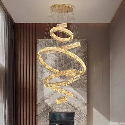 Lustre suspendu moderne en cristal, éclairage LED à lumière chaude, design élégant pour salon et escalier