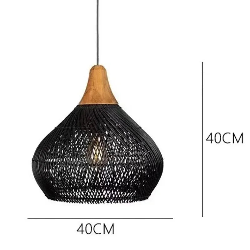 Suspension grand lustre en rotin tissé main style Boho ambiance chaleureuse