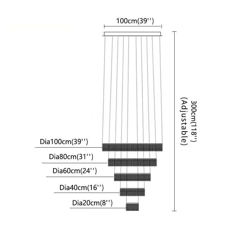 Lustre LED en cristal chromé Art Déco pour escalier, éclairage intérieur premium