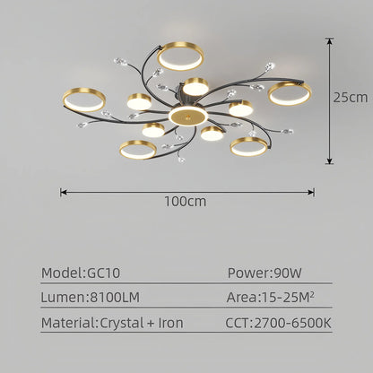 Plafonnier LED moderne nordique IRALAN avec télécommande, luminaire d’intérieur dimmable