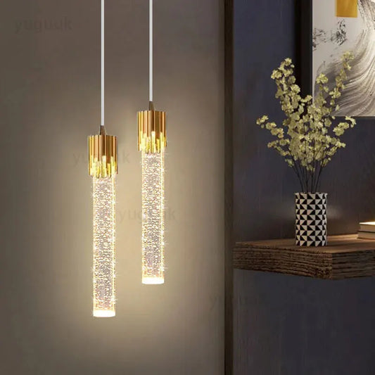 Suspension LED en cristal nordique pour salon et chambre, lumière chaude