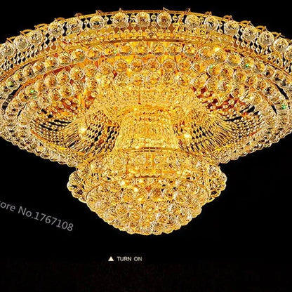 Lustre circulaire doré en cristal Rmy-0116 pour salon et hôtel 1,2-1,5 m