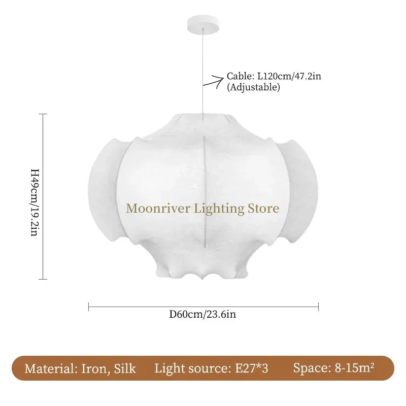 Suspension Wabi Sabi en Soie Japonaise, Luminaire d’Ambiance pour Salon et Chambre