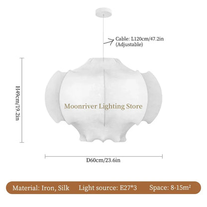Suspension Wabi Sabi en Soie Japonaise, Luminaire d’Ambiance pour Salon et Chambre