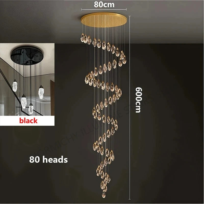 Lustre suspendu moderne en cristal LED, lumière chaude réglable pour intérieur design