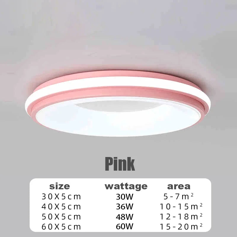 Plafonnier LED Macaron Nordique 30W-48W, lumière chaude, design contemporain