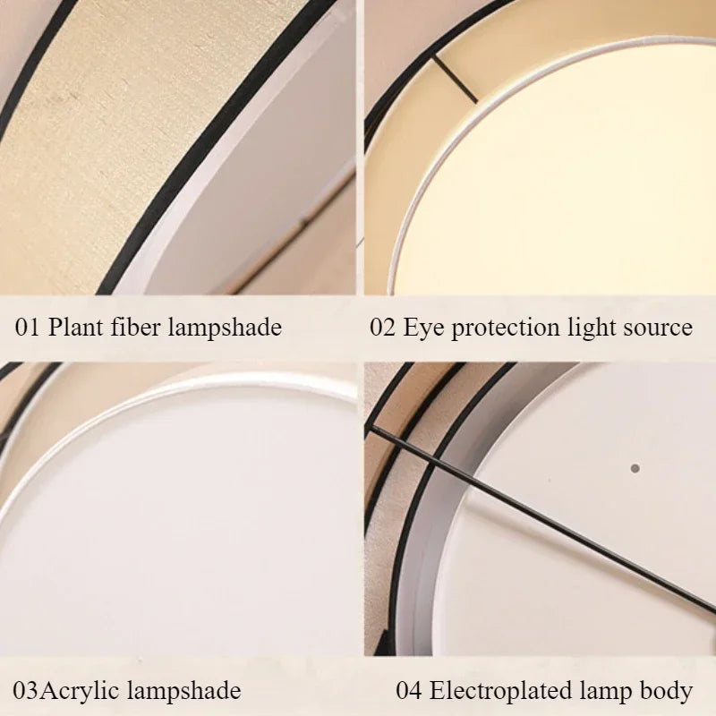 Plafonnier LED Circulaire en Tissu, Luminaire Décoratif pour Salon et Chambre