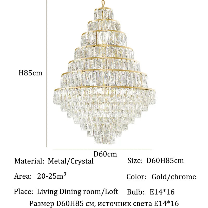 Lustre en cristal de luxe moderne pour salon, éclairage LED élégant