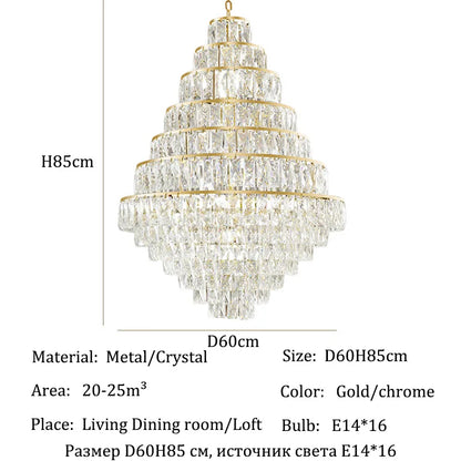 Lustre en cristal de luxe moderne pour salon, éclairage LED élégant