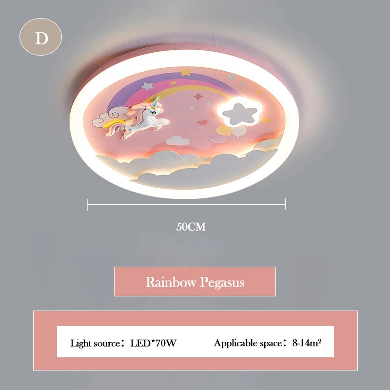 Plafonnier Licorne Arc-en-Ciel Rose LED Ambiance Chaleureuse pour Chambre Enfant
