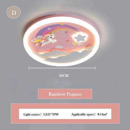 Plafonnier Licorne Arc-en-Ciel Rose LED Ambiance Chaleureuse pour Chambre Enfant