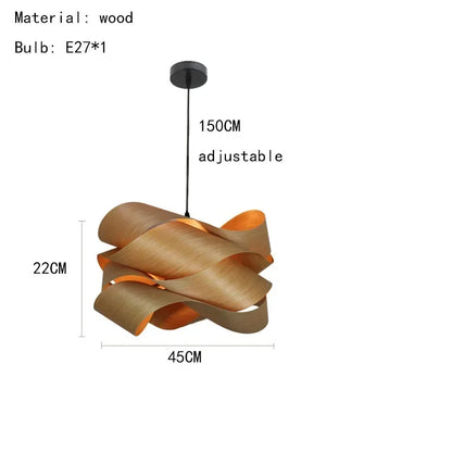 Suspension LED en Bois Style Asie du Sud-Est, Lumière Chaude Ambiance Cosy