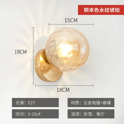 Applique Murale LED Boule en Verre Doré Moderne pour Intérieur
