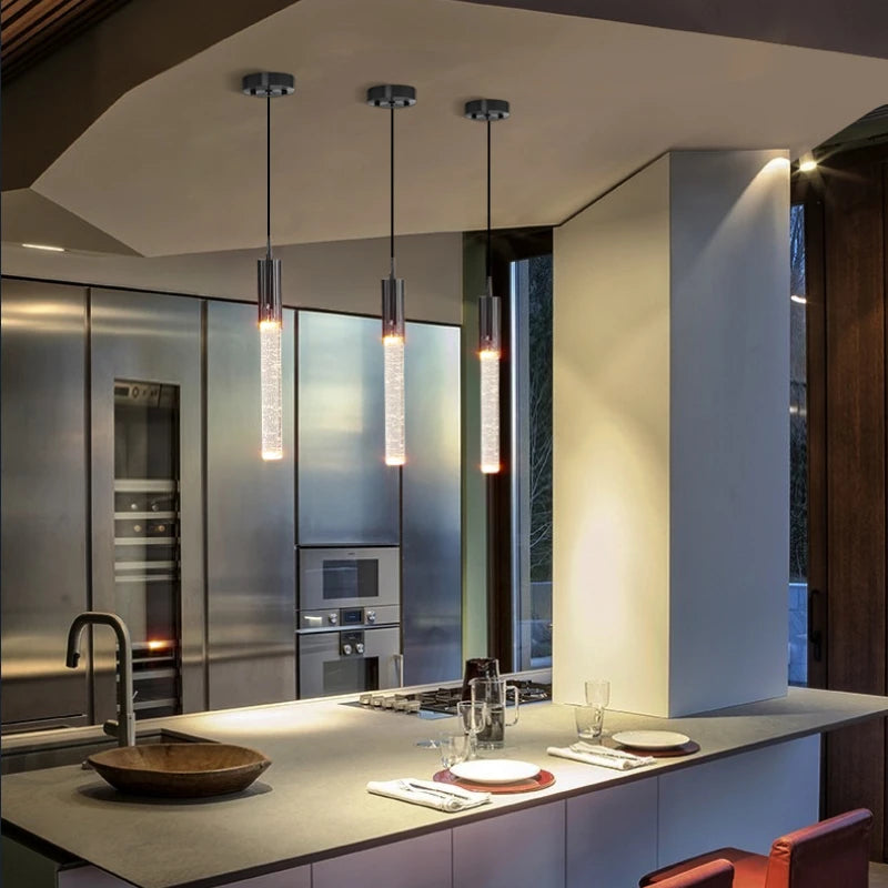 Suspension LED moderne en cristal noir et or pour salon et salle à manger