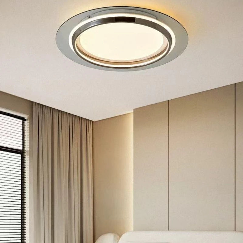 Plafonnier LED moderne en acrylique à coins arrondis, lumière chaleureuse pour intérieur élégant