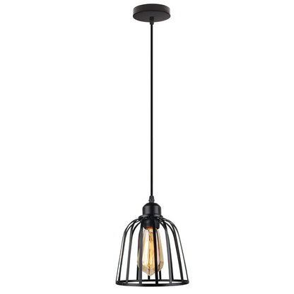 Suspension vintage en métal abat-jour cage fil noir pour éclairage intérieur