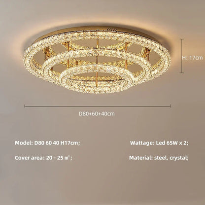 Plafonnier LED moderne rond en cristal pour salon et hôtel