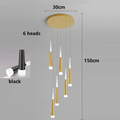 Suspension LED moderne en alliage pour escalier et salon, lumière chaude réglable