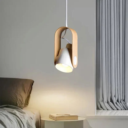 Suspension nordique à angle réglable en métal et bois, lumière chaleureuse pour chambre et hôtel