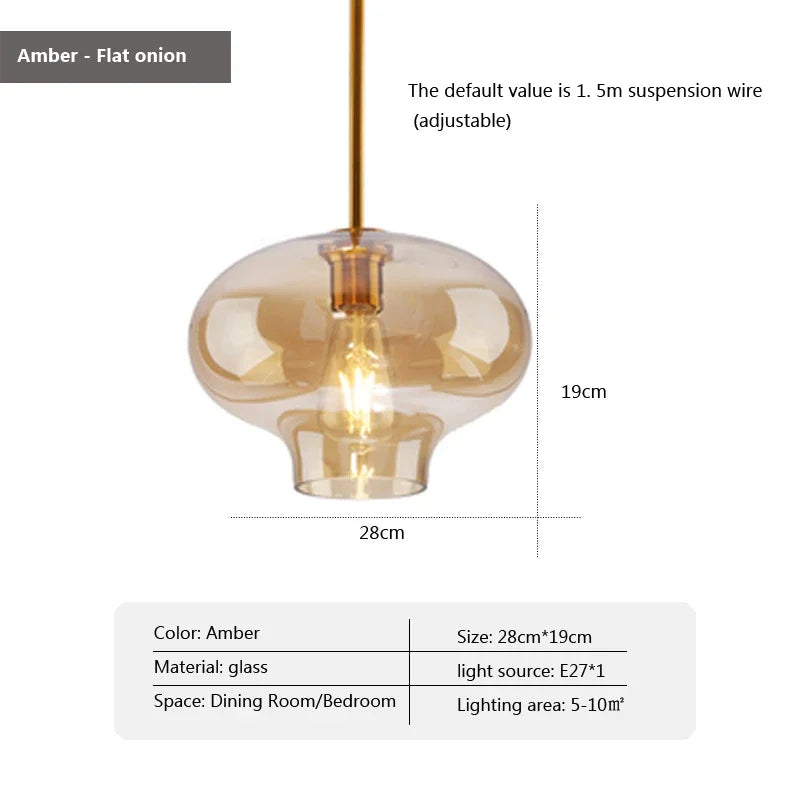 Suspension LED en Verre Style Nordique pour Salle à Manger et Cuisine
