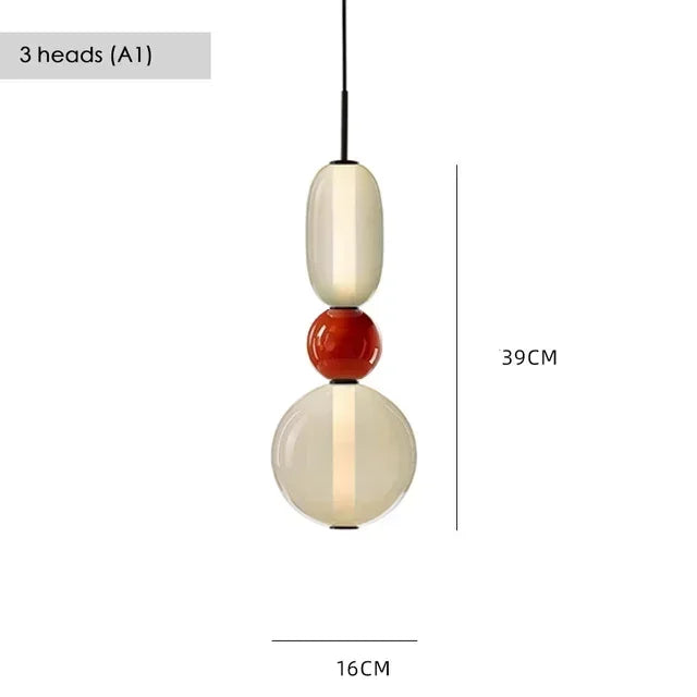 Suspension LED en verre coloré design nordique moderne pour intérieur