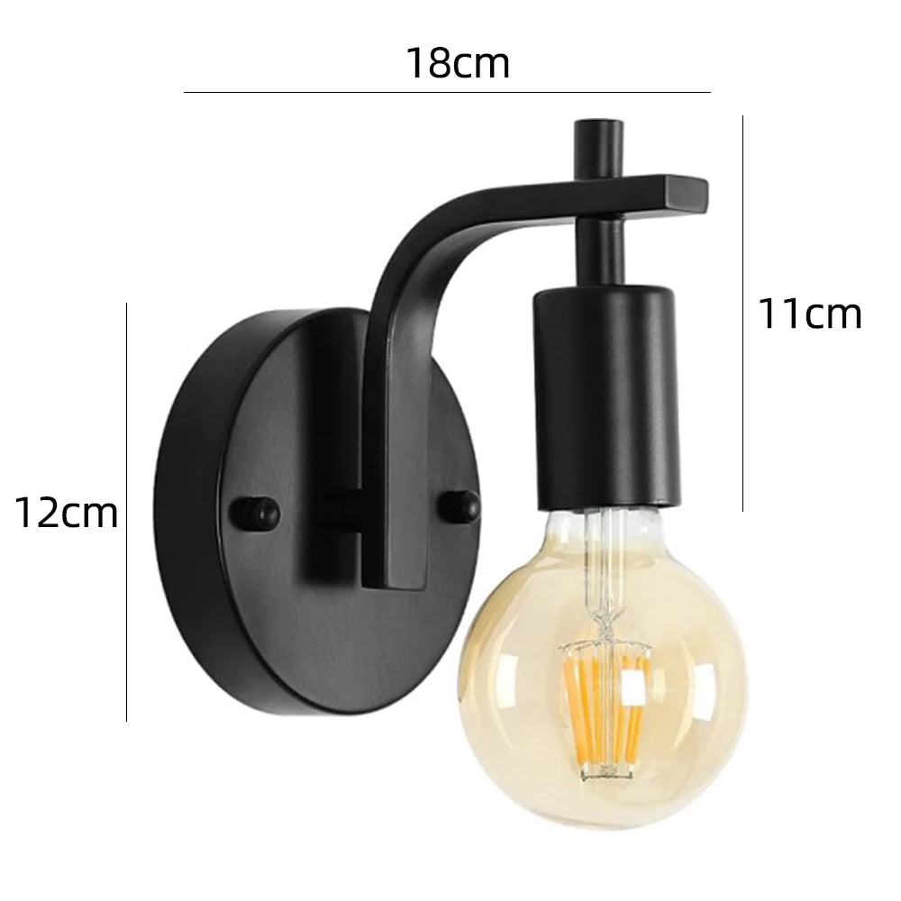 Applique Murale Nordique Industrielle en Fer E27 pour Intérieur