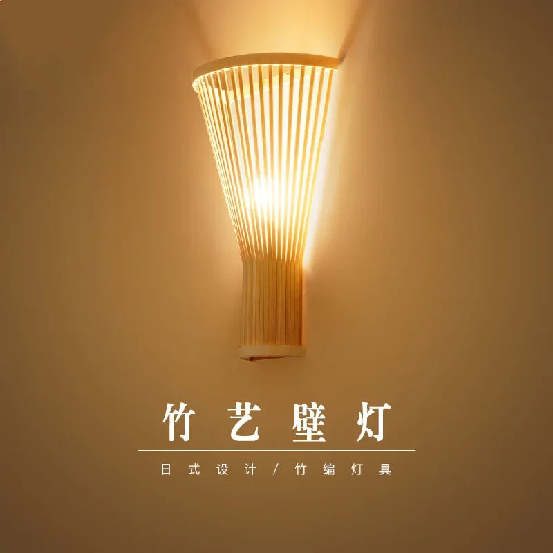 Applique Murale en Bambou Tissé Main, Design Moderne et Lumineux pour Chambre et Entrée