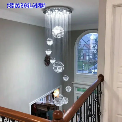 Lustre moderne boule de cristal LED design luxe pour salon