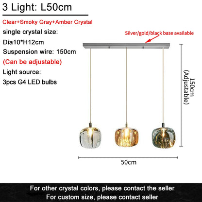 Suspension LED moderne en cristal K9, lumière chaude pour salon et salle à manger