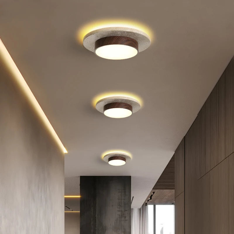 Plafonnier LED moderne en pierre style japonais pour salon et cuisine