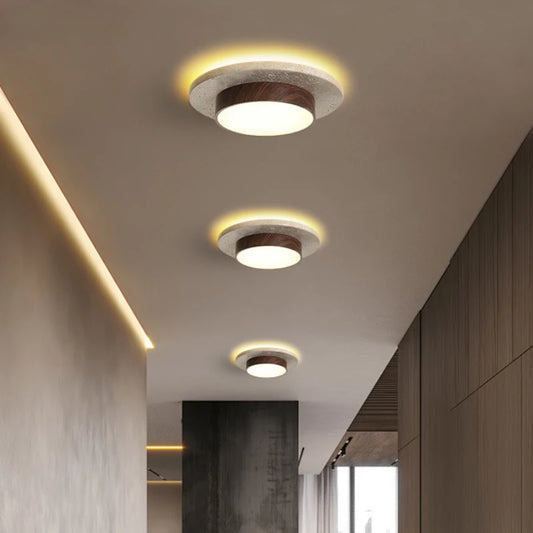 Plafonnier LED moderne en pierre style japonais pour salon et cuisine