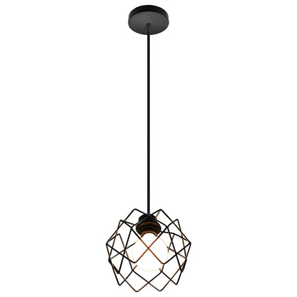 Suspension vintage en métal abat-jour cage fil noir pour éclairage intérieur