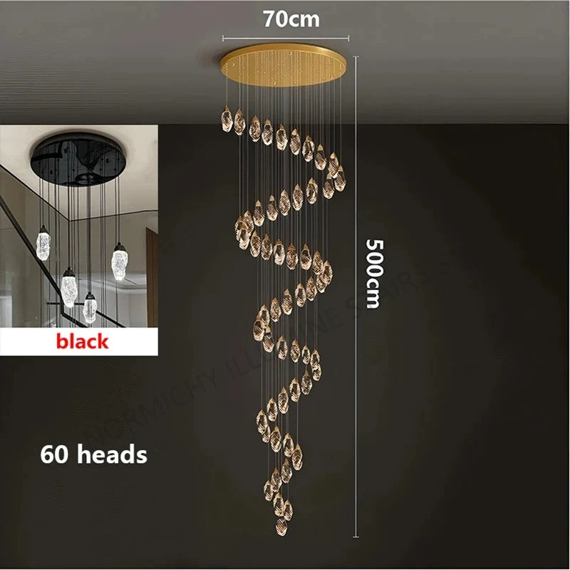 Lustre suspendu moderne en cristal LED, lumière chaude réglable pour intérieur design