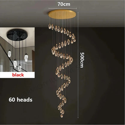Lustre suspendu moderne en cristal LED, lumière chaude réglable pour intérieur design
