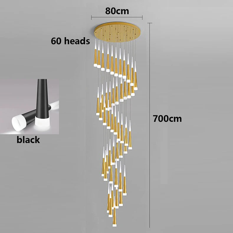 Suspension LED moderne en alliage pour escalier et salon, lumière chaude réglable