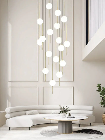 Suspension LED moderne pour escalier, lustre haute hauteur design métal