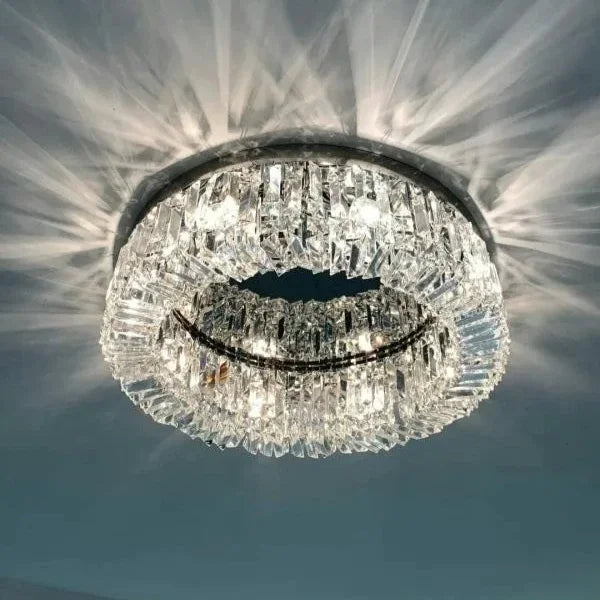 Plafonnier moderne en cristal doré et chrome LED pour intérieur élégant