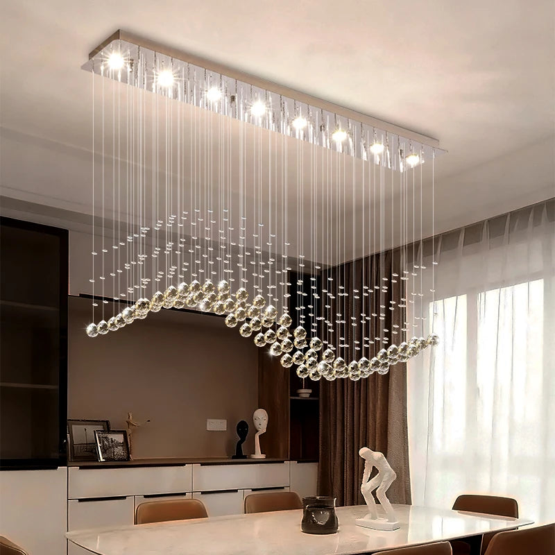 Suspension moderne en cristal pour salon et cuisine, lustre élégant