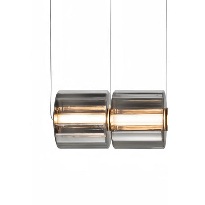 Suspension verre fumé gris design nordique LED pour salon et restaurant