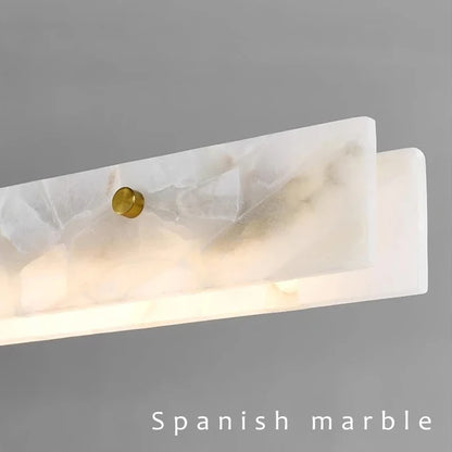 Suspension linéaire en marbre et acier inoxydable LED, design moderne pour salle à manger et chambre