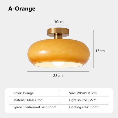 Suspension Bauhaus en verre blanc et orange, éclairage chaleureux pour intérieur moderne