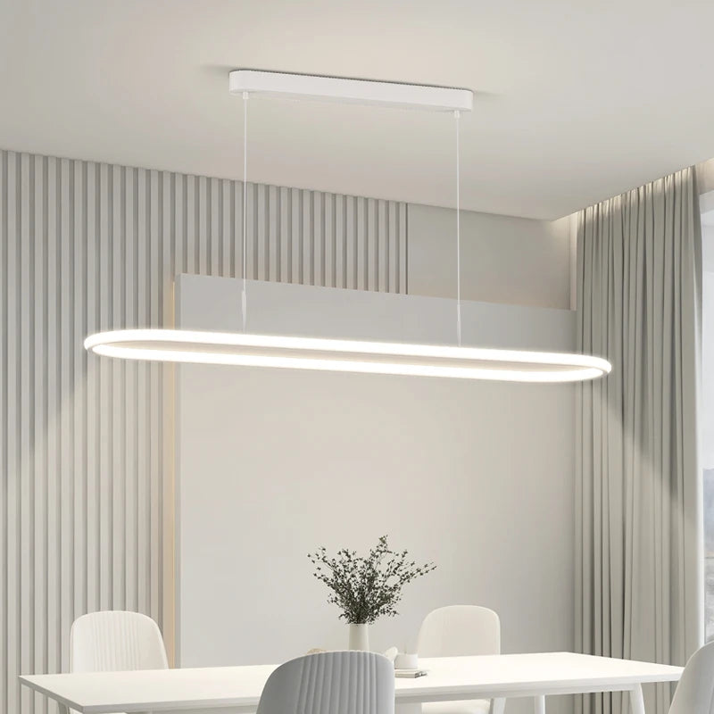 Suspension LED en aluminium noire ou blanche, lumière chaude pour table à manger