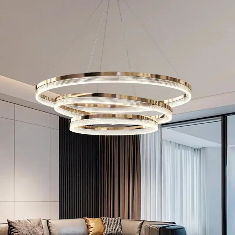 Suspension moderne en alliage et acrylique, lumière LED dimmable pour salon et salle à manger