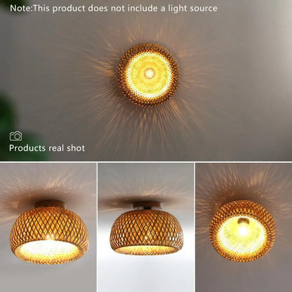 Plafonnier bambou intérieur E27 design artisanal ambiance blanc chaud